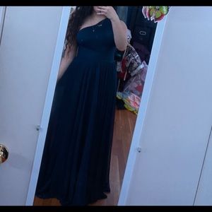 gorgeous single strapped navy blue dress, long length, size 6